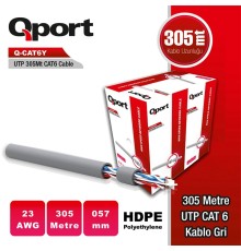 QPORT Q-CAT6Y 305M UTP 0,57MM CAT6 23 AWG GRI KABLO