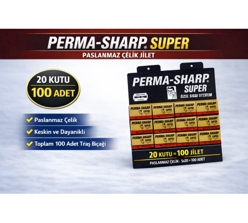 Perma-Sharp Super Paslanmaz Çelik Tıraş Bıçağı 5’li 20 Kutu