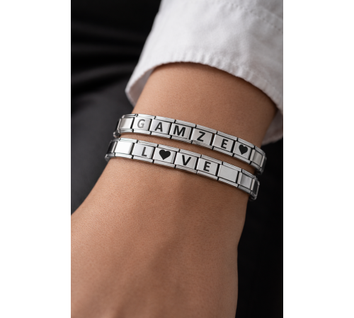 Kişiselleştirilebilir Çelik Bileklik – Harfli Charm Modüllü Paslanmaz Çelik Bileklik – İsim Yazılı Özel Tasarım