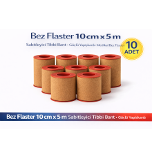 Bez Flaster 10 cm x 5 m Sabitleyici Tıbbi Bant Kahverengi Bez Flaster Güçlü Yapışkanlı 10 Adet