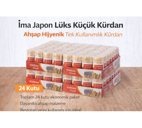 İma Japon Lüks Küçük Kürdan Ahşap Hijyenik Tek Kullanımlık Kürdan 24 Adet