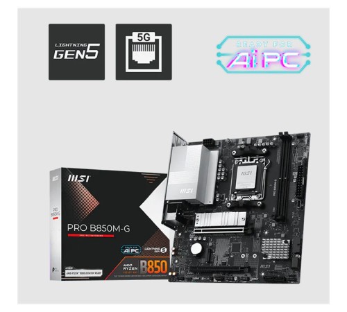 MSI PRO B850M-G DDR5 8200MT/S 1XHDMI 1XDP 2XM.2 USB MATX AM5 (AMD AM5 9000/8000/7000 SERİ İLE UYUMLU)