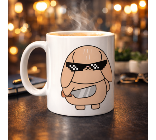 Cool Tavşan Tasarımlı Porselen Kupa MODEL 93 – Eğlenceli, Havalı ve Enerji Dolu Kahve Kupası