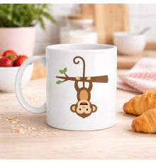 Sevimli Maymun Desenli Porselen Kupa MODEL 73 – Eğlenceli Tasarım, Kahve & Çay Kupası