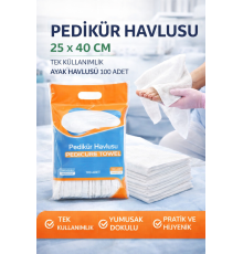 Pedikür Havlusu 25 x 40 cm Tek Kullanımlık Ayak Havlusu 100 Adet