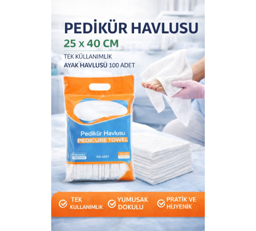 Pedikür Havlusu 25 x 40 cm Tek Kullanımlık Ayak Havlusu 100 Adet