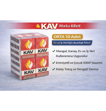 KAV Marka Kibrit Emniyetli Çocuk Kilitli 10 Adet