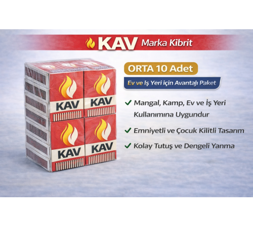 KAV Marka Kibrit Emniyetli Çocuk Kilitli 10 Adet