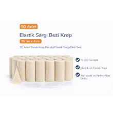 Elastik Sargı Bezi Krep 15 cm x 4 m 50 Adet Esnek Krep Bandaj Elastik Sargı Bezi Seti