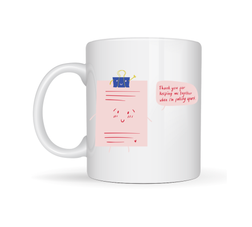 Thank You For Keeping Me Together Yazılı Porselen Kupa Model 28 Anlamlı, Sevimli Tasarım Hediye Kupası