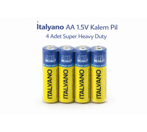 İtalyano AA 1.5V Kalem Pil 4 Adet Super Heavy Duty 1 Paket