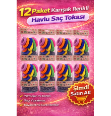 6’lı 12 Paket Karışık Renkli Havlu Saç Tokası Yumuşak Elastik Dayanıklı Lastik Toka Seti