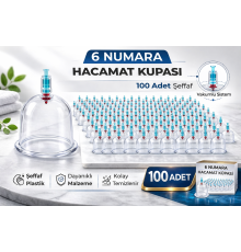 6 Numara Hacamat Kupası 100 Adet Vakumlu Kupa Bardak Dayanıklı Plastik Manuel Hacamat Kabı