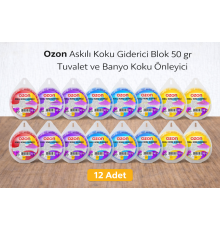 Ozon Askılı Koku Giderici Blok 50 gr Tuvalet ve Banyo Koku Önleyici 12 Adet