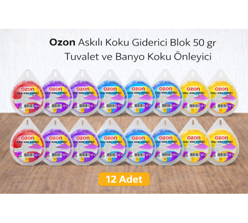 Ozon Askılı Koku Giderici Blok 50 gr Tuvalet ve Banyo Koku Önleyici 12 Adet