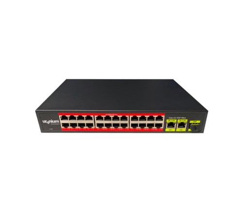URANIUM POE-2421SFP-300W 24 PORT 10/100+2X GIGABIT UPLINK +1XSFP RACKMOUNT SWITCH (REALTEK CHIPSET)