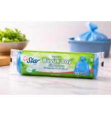 Star Plus Standart Büyük Boy Atık Torbası 65x80 cm 10 Adet Dayanıklı Sızdırmaz Atık Poşeti