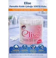 Elise Pamuklu Kulak Çubuğu 100'lü 1 Kutu Hijyenik Pamuk Uçlu Kulak Temizleme Çubuğu