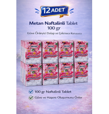Metan Naftalinli Tablet 100 gr Güve Önleyici Dolap ve Çekmece Koruyucu 12 Adet