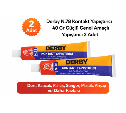 Derby N.78 Kontakt Yapıştırıcı 40 Gr Güçlü Genel Amaçlı Yapıştırıcı 2 ADET