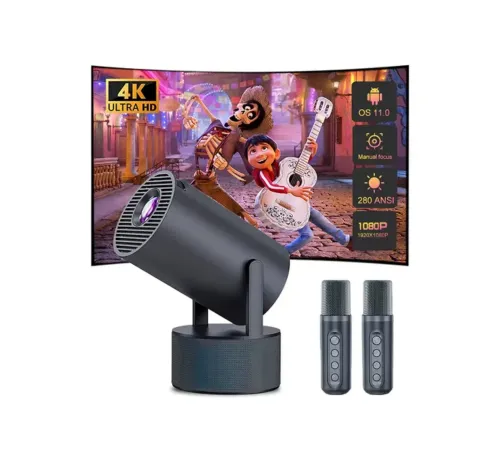 3’ü 1 Arada Projeksiyon Karaoke ve Bluetooth Hoparlör – Android, WiFi, 1080P Ev Sinema Projeksiyon Cihazı