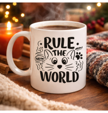 Rule The World Kedi Desenli Porselen Kupa MODEL 61 Sevimli Kedi Figürlü Kahve Kupası