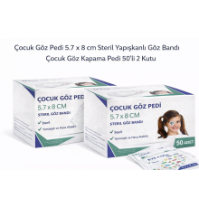 Çocuk Göz Pedi 5.7 x 8 cm Steril Yapışkanlı Göz Bandı Desenli Çocuk Göz Kapama Pedi 50’li 2 Kutu