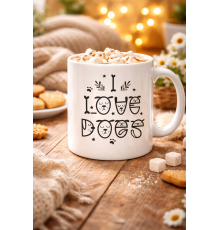 I Love Dogs Tasarımlı Porselen Kupa MODEL 64 – Sevimli Köpek Figürlü, Kahve & Çay Kupası