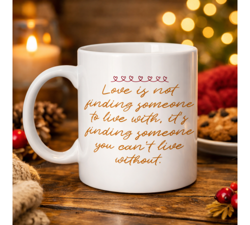 Aşk Dolu Mesajlı Porselen Kupa Model 39 – “Love Is Not Finding Someone…” Yazılı Romantik Kahve Kupası Sevgiliye Özel Hediye