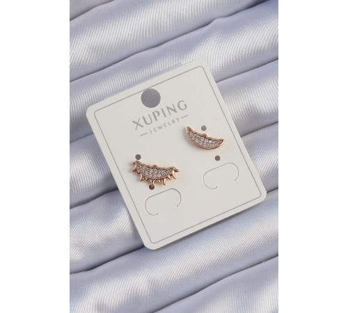 Xuping Rose Renk Zirkon Taşlı Ay ve Güneş Tasarımlı Küpe