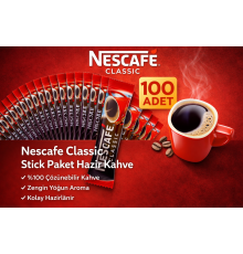 Kahve Classic 2 gr Stick Hazır Kahve 100 Adet %100 Çözünebilir Yoğun Aromalı