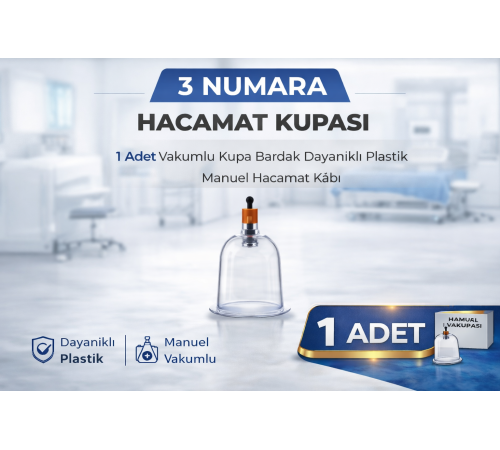3 Numara Hacamat Kupası 1 Adet Vakumlu Kupa Bardak Dayanıklı Plastik Manuel Hacamat Kabı