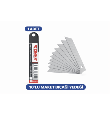 Zimak 18mm Maket Bıçağı Yedeği 0.5mm Karbon Çelik Profesyonel Kesici Uç 10’lu 1 Paket