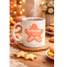Believe in Yourself Porselen Kupa MODEL 127 – Motivasyon Mesajlı, Kahve & Çay Kupası, Sevdiklerine Anlamlı Hediye