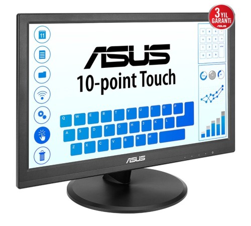 15.6 ASUS VT169HE IPS 5MS 60MHZ 1XVGA 1XHDMI FHD 1920X1080 DOKUNMATİK EKRAN FLICKER FREE ÇERÇEVESİZ VESA SİYAH