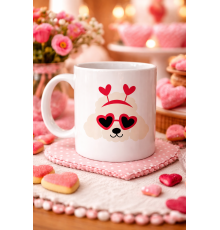 Kalpli Gözlü Sevimli Poodle (Kaniş) Tasarımlı Porselen Kupa Model 51 – Aşk Dolu, Tatlı ve Eğlenceli Hediye