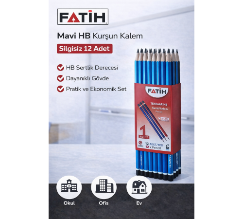 Fatih Mercanlı 12010 HB Kurşun Kalem 12 Adet