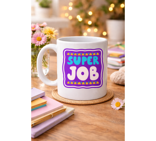 Super Job "HARİKA İŞ ÇIKARDIN" Yazılı Porselen Kupa MODEL 148 – Motivasyon Kupası – Başarı Tebrik Hediyesi – Ofis & Ev İçin Moral Veren Kahve Kupası