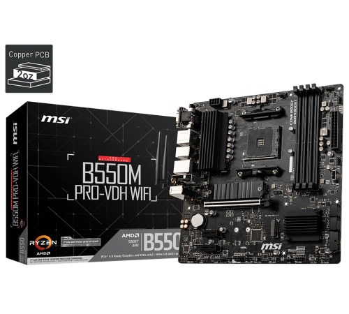 MSI B550M PRO-VDH WIFI DDR4 4400MHZ 1XVGA 1XHDMI 1XDP 2XM.2 USB 3.2 MATX AM4 (AMD 5000 VE 3000 SERİSİ İŞLEMCİ UYUMLU)