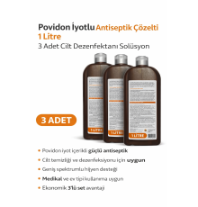Povidon İyotlu Baticonal Antiseptik Çözelti 1 Litre x 3 Adet Cilt Dezenfektanı Solüsyon