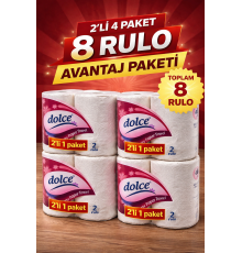 Dolce Çift Katlı Kağıt Havlu 2'li Rulo 4 Paket Yüksek Emicili Çok Amaçlı Kağıt Havlu