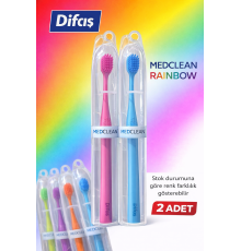 Difaş Medclean Rainbow Diş Fırçası 2 Adet Orta Sert Renkli Yetişkin Diş Fırçası Seti