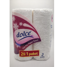 Dolce Çift Katlı Kağıt Havlu 2 Rulo 1 Paket Yüksek Emicili Çok Amaçlı Kağıt Havlu