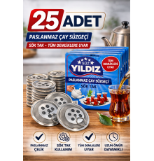 25 Adet Paslanmaz Çelik Çaydanlık Demlik Süzgeci Sök Tak Çay Süzgeci Tüm Demliklere Uyumlu Çaydanlık Filtresi