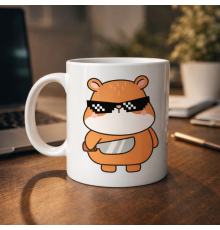 Cool Hamster Tasarımlı Porselen Kupa MODEL 81 – Eğlenceli, Karizmatik ve Enerji Dolu Kahve Kupası