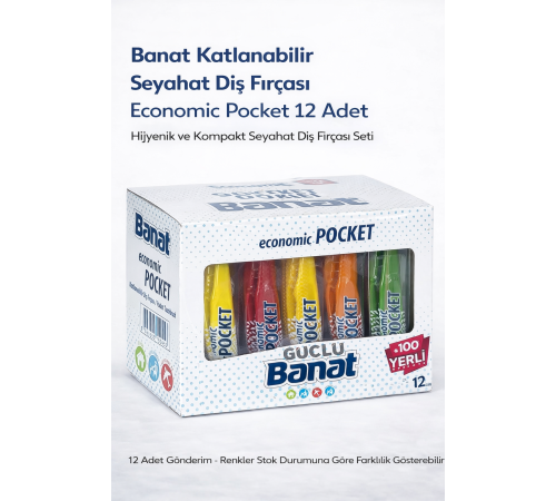 Banat Katlanabilir Seyahat Diş Fırçası Economic Pocket 12 Adet Taşınabilir Kompakt Tasarım