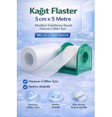 Kağıt Flaster 5 cm x 5 m Medikal Sabitleme Bandı Hassas Ciltler İçin 1 ADET