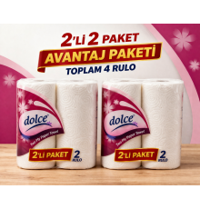 Dolce Çift Katlı Kağıt Havlu 2'li Rulo 2 Paket Yüksek Emicili Çok Amaçlı Kağıt Havlu