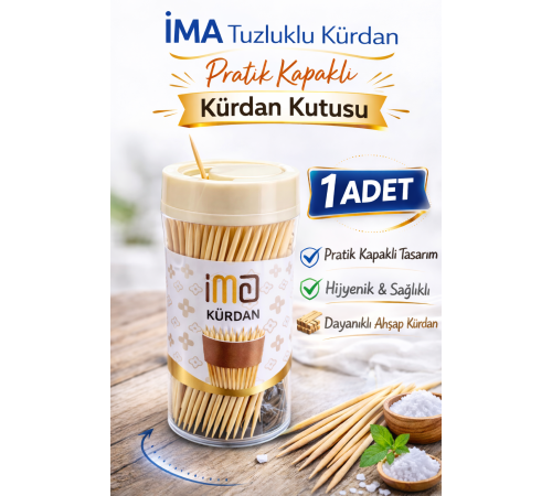İMA Tuzluklu Kürdan 1 Adet | Pratik Kapaklı Kürdan Kutusu