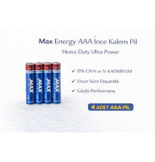 Max Energy AAA İnce Kalem Pil 1.5V R03 Heavy Duty Ultra Power 4 lü 1 Paket